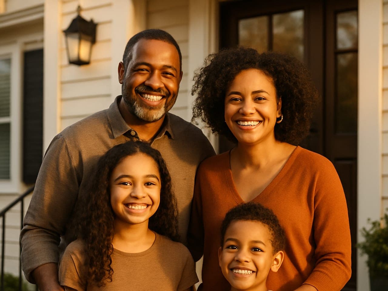 A family on the front porch of their Ohio home.